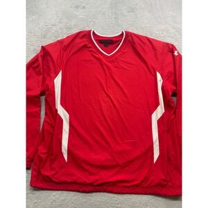 Under‎ Armour Mens XL Red White V-Neck Windbreaker Pullover Training Windshirt